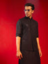 Black Rayon Sequined Nehru Jacket